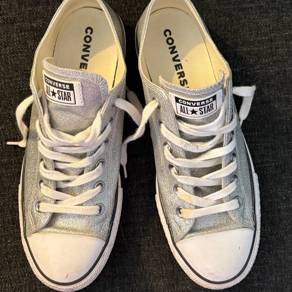 Converse Platform Silver Glitter Sneakers size 11